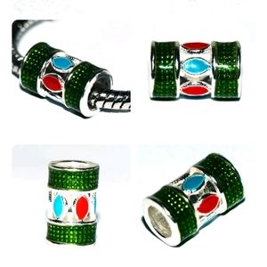 Green Cylinder Charm Bead Spacer Fit European & Pendora Bracelet